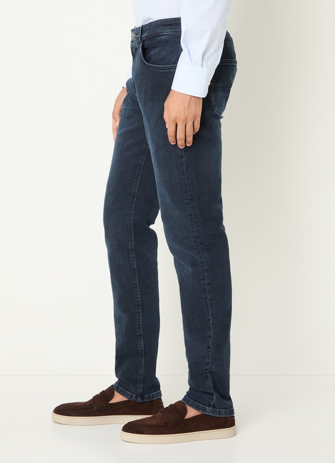 Boggi Milano Slim fit jeans met donkere wassing - detail 2 indigo