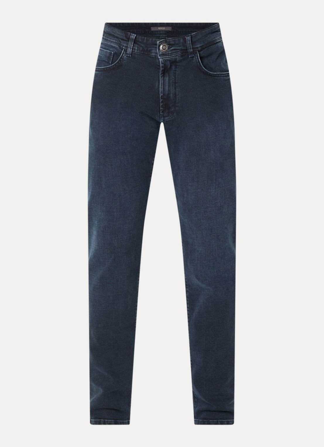 Boggi Milano Slim fit jeans met donkere wassing - voorkant 3 indigo