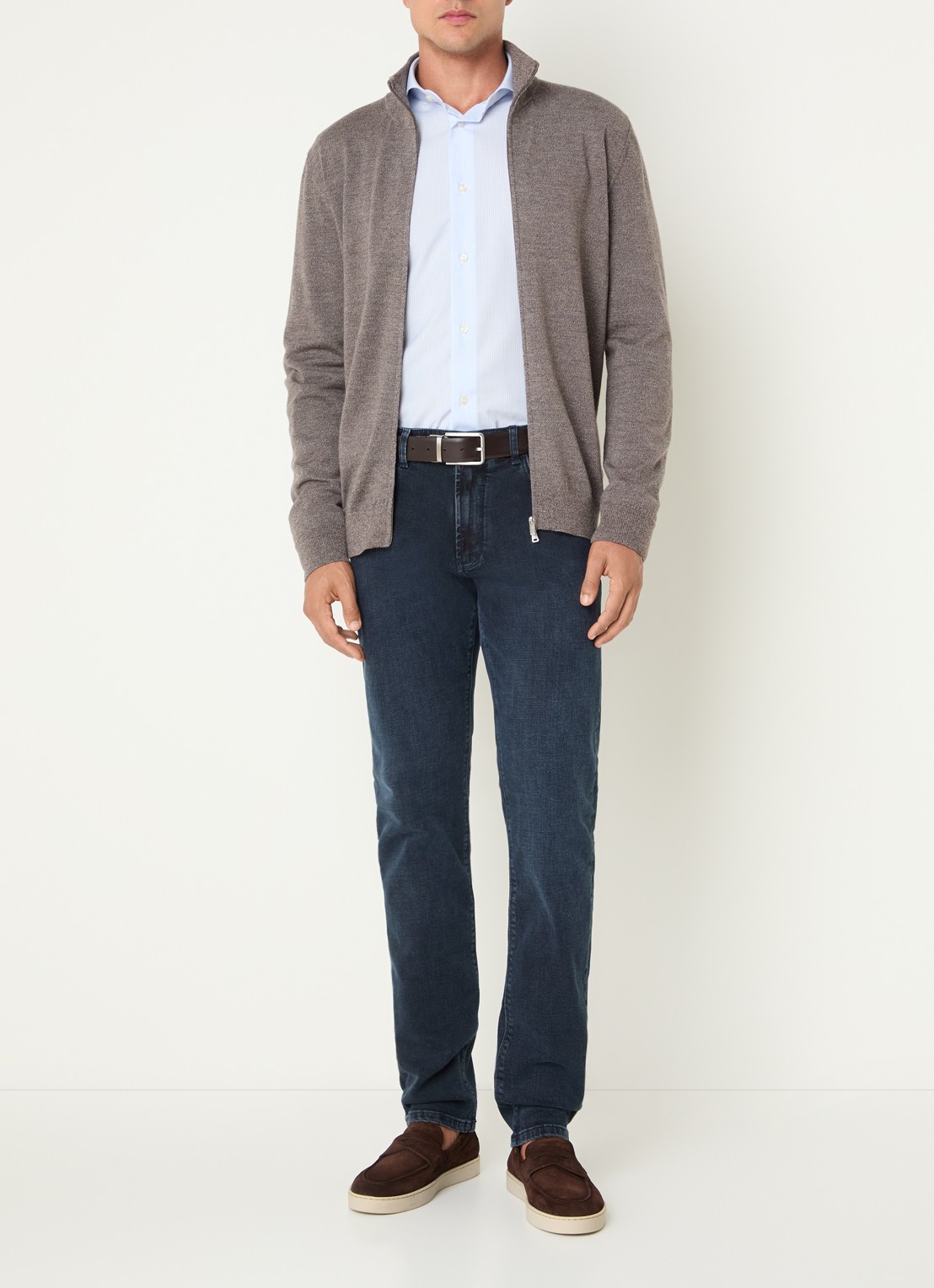 Boggi Milano Slim fit jeans met donkere wassing - voorkant 4 indigo