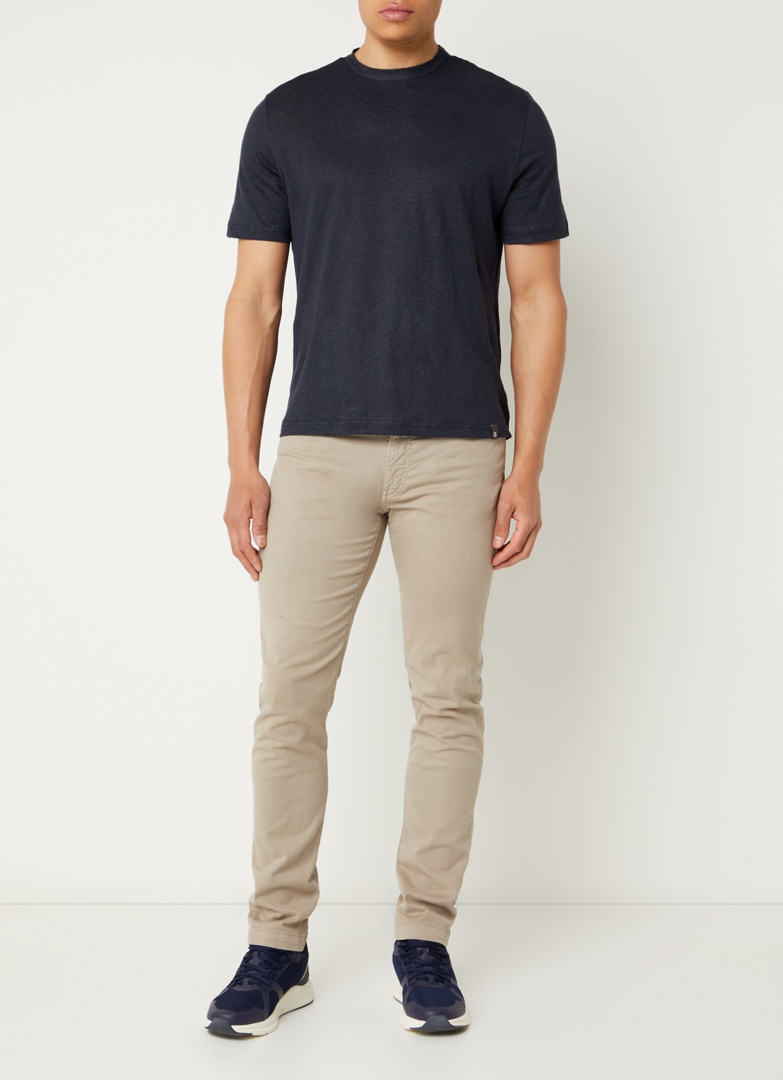 Boggi Milano Slim fit jeans met gekleurde wassing en steekzakken - voorkant 3 khaki