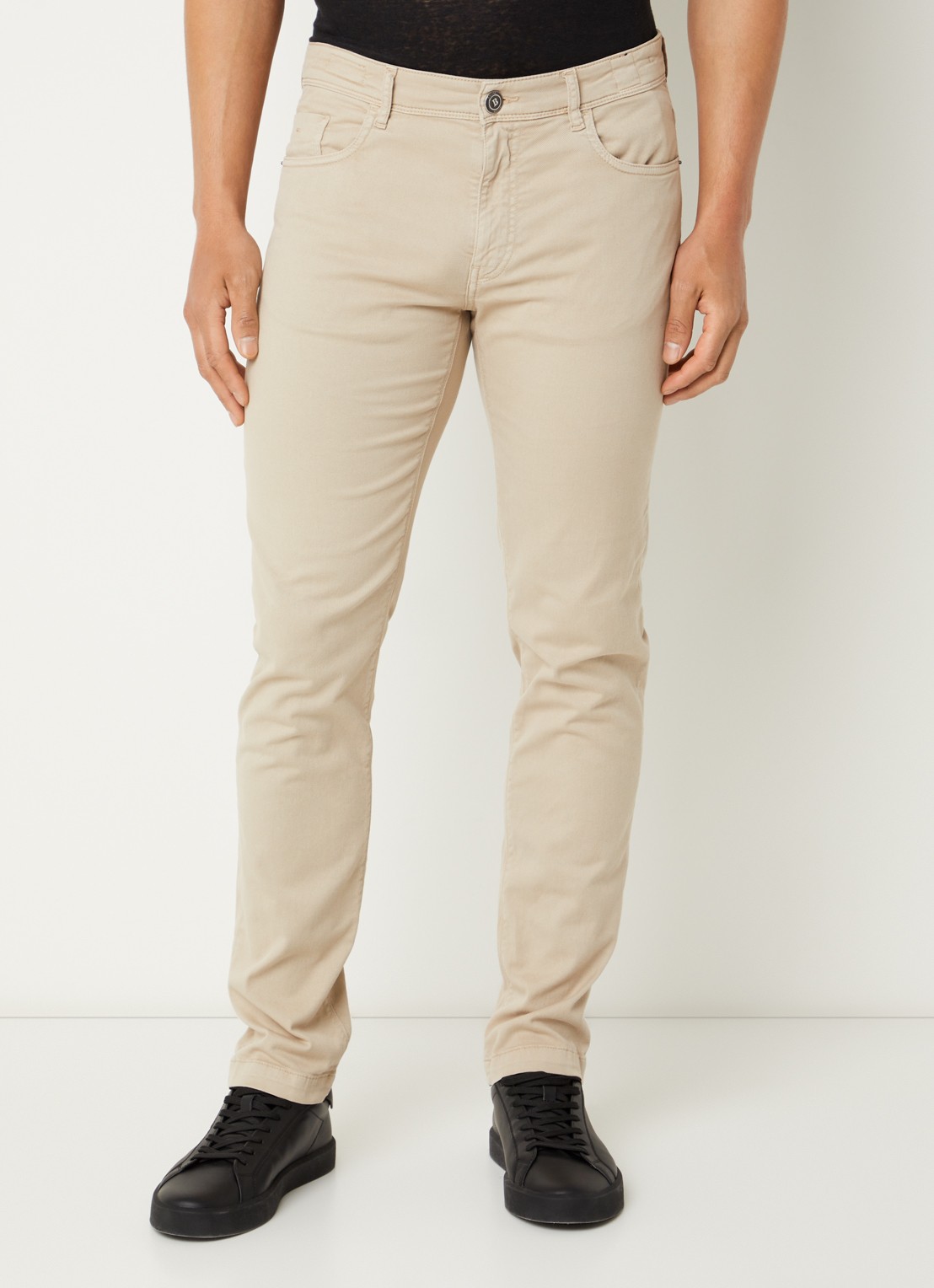 Boggi Milano Slim fit jeans met gekleurde wassing en steekzakken - detail 4 beige