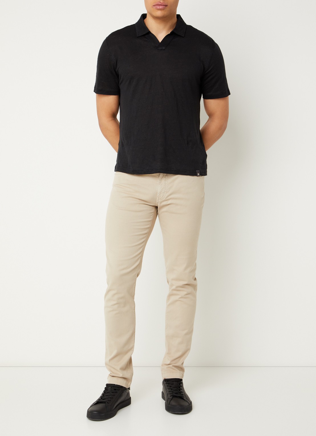 Boggi Milano Slim fit jeans met gekleurde wassing en steekzakken - voorkant 3 beige