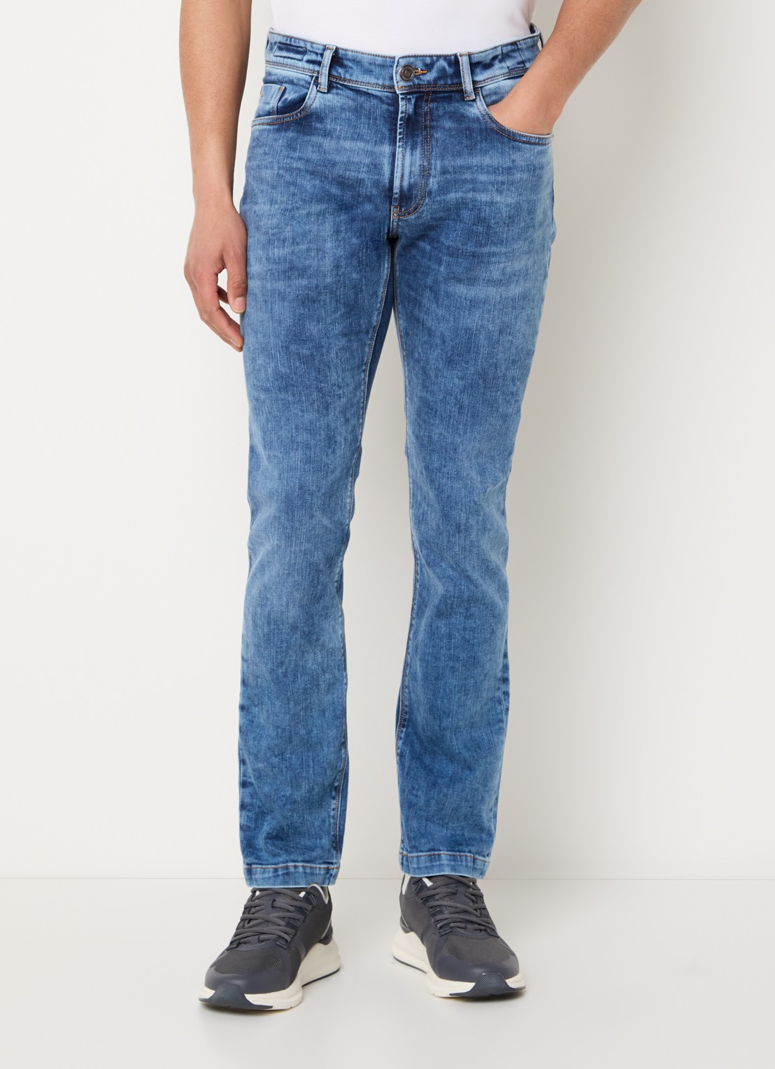 Boggi Milano Slim fit jeans met medium wassing - detail 4 indigo