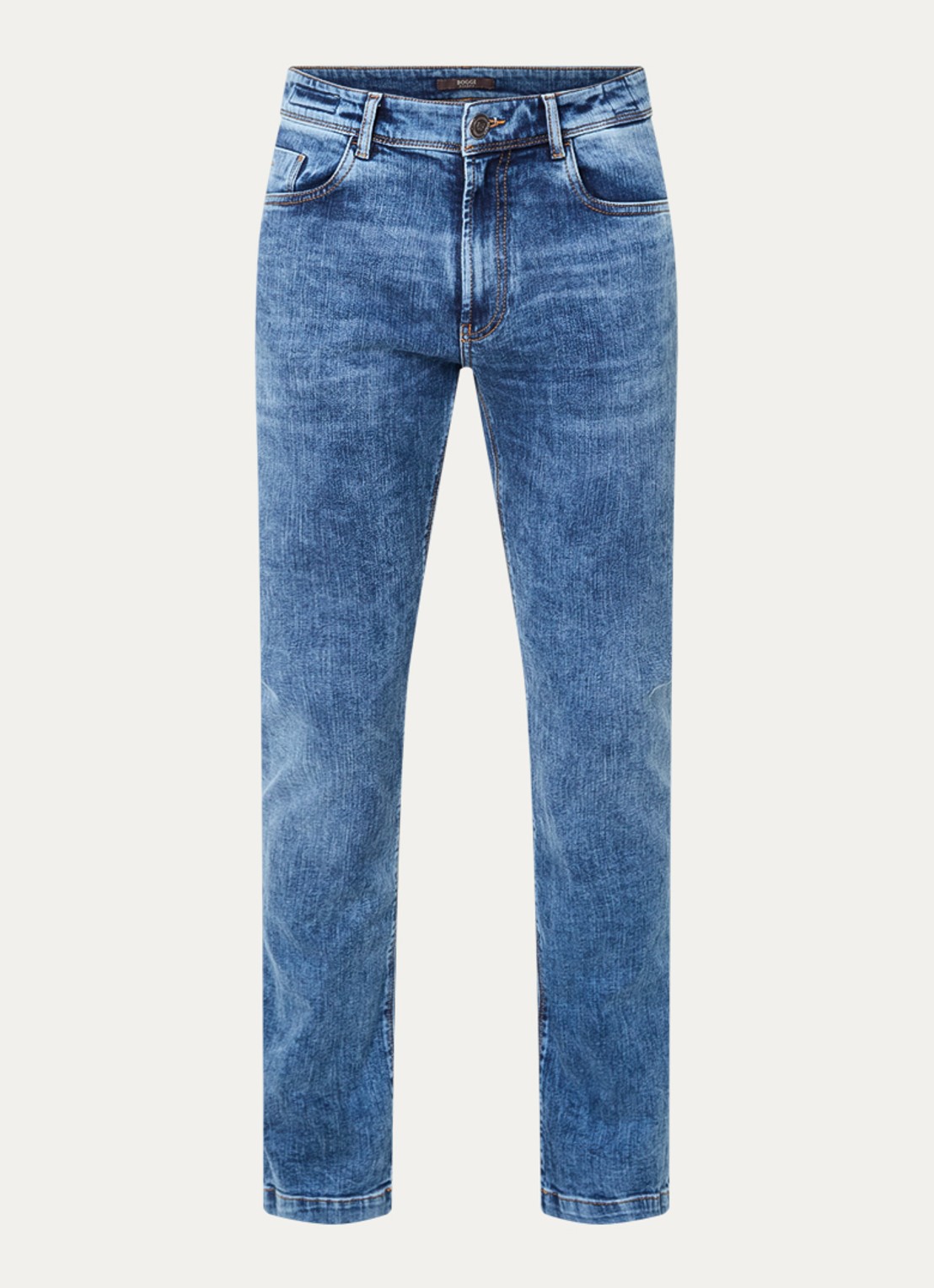 Boggi Milano Slim fit jeans met medium wassing - voorkant 2 indigo