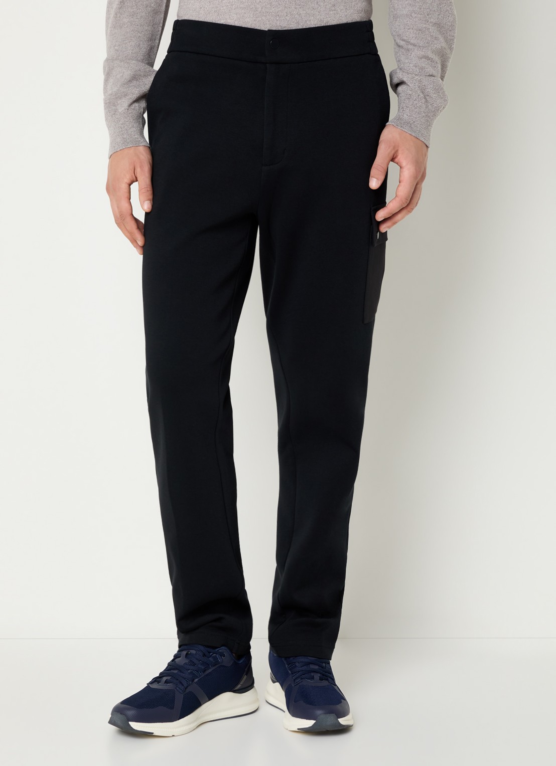 Boggi Milano Slim fit joggingboek met klepzak - detail zwart