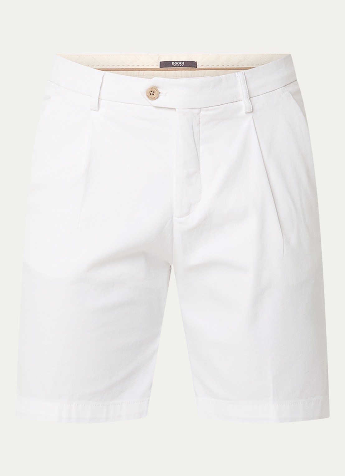 Boggi Milano Slim fit korte broek met steekzakken - voorkant wit