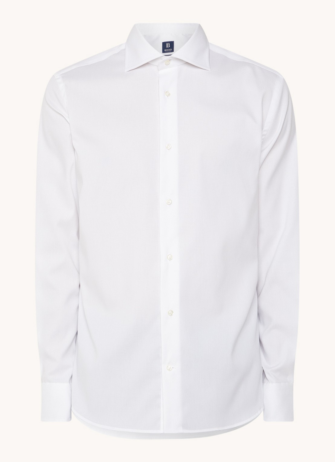 Boggi Milano Slim fit overhemd met cut away kraag  - voorkant 3 wit