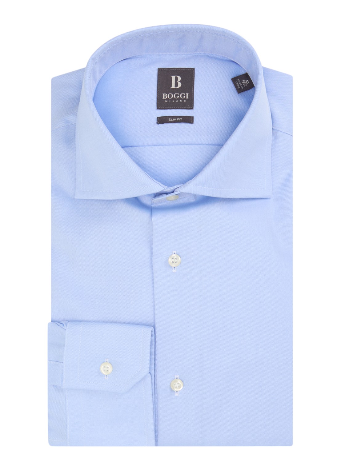 Boggi Milano Slim fit overhemd met cut away kraag - voorkant 4 lichtblauw