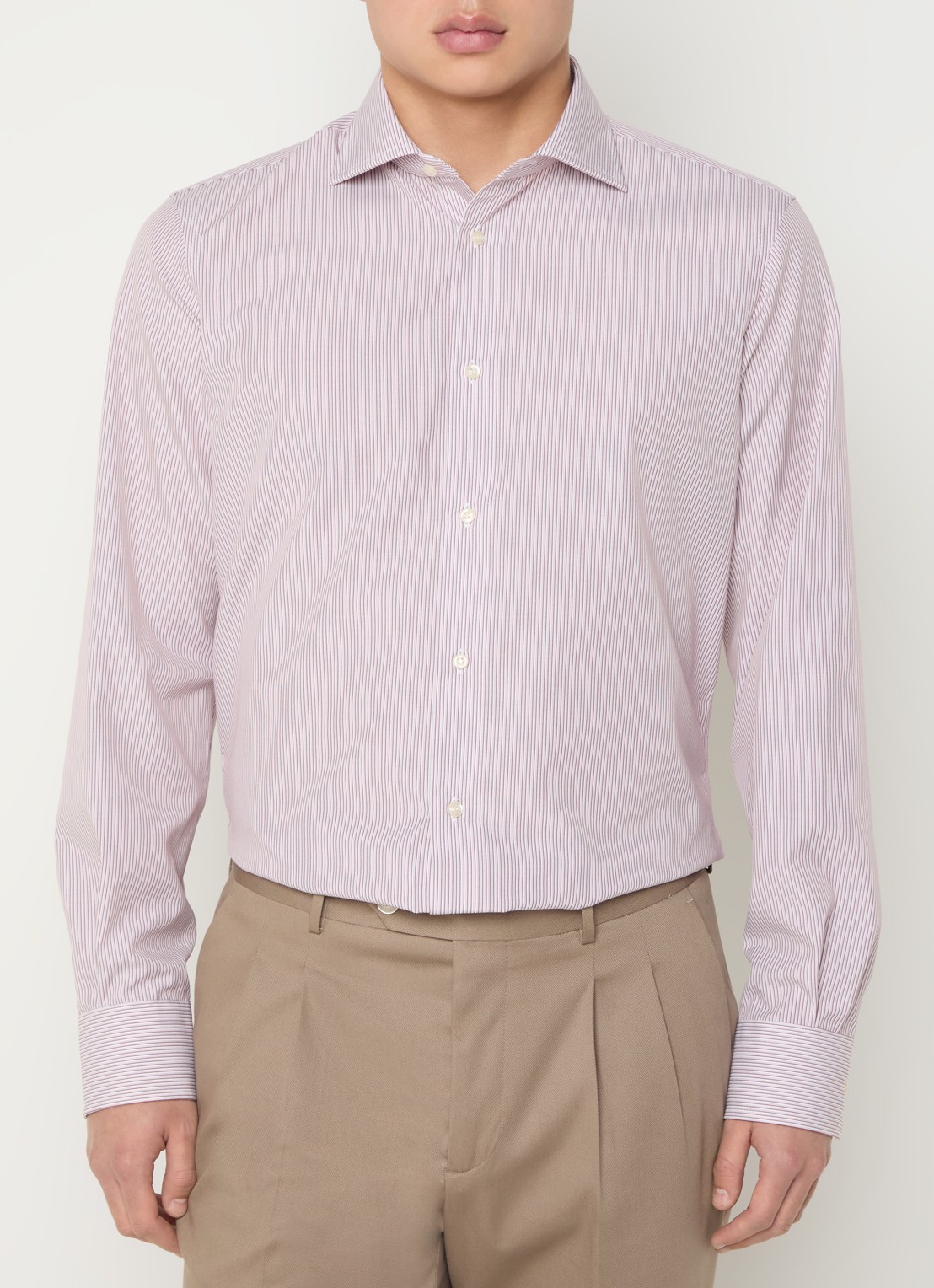 Boggi Milano Slim fit overhemd met cut away kraag - detail 4 bordeauxrood