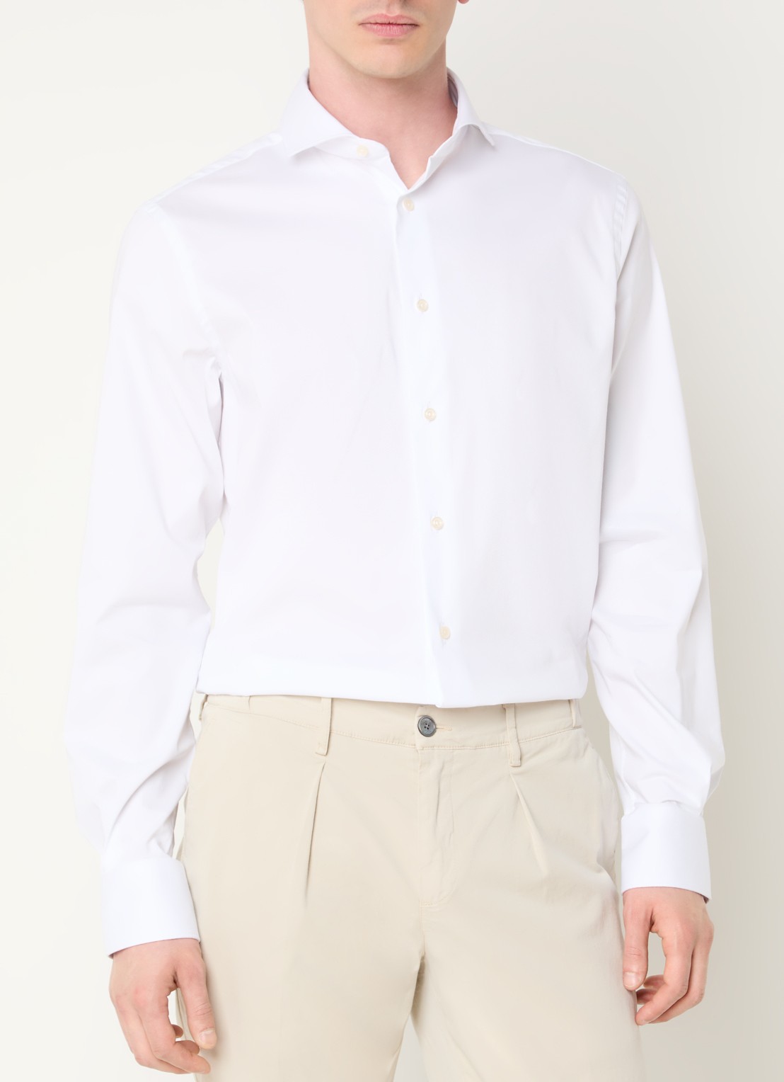 Boggi Milano Slim fit overhemd met cut away kraag - detail 2 wit