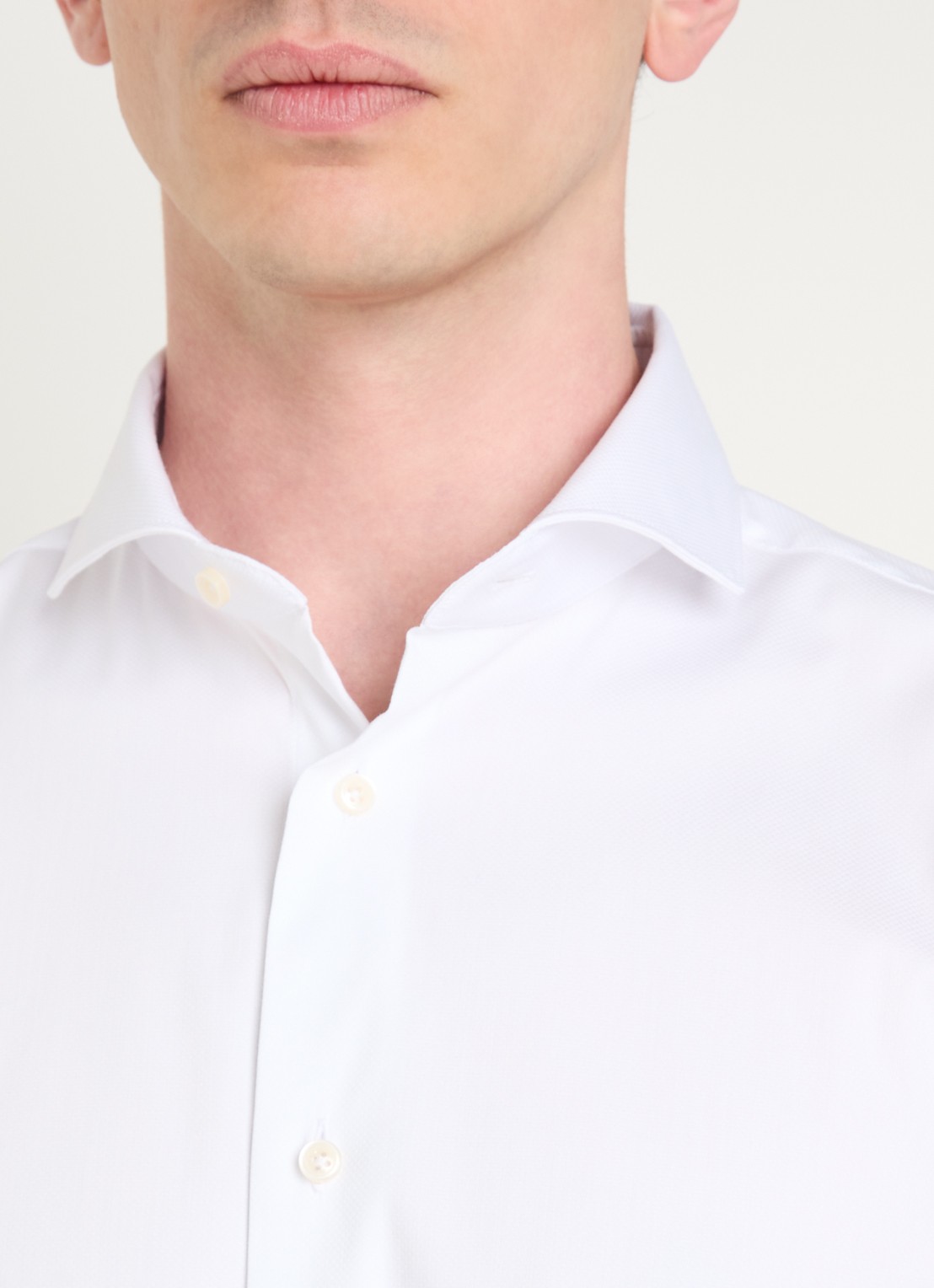 Boggi Milano Slim fit overhemd met cut away kraag - detail 3 wit