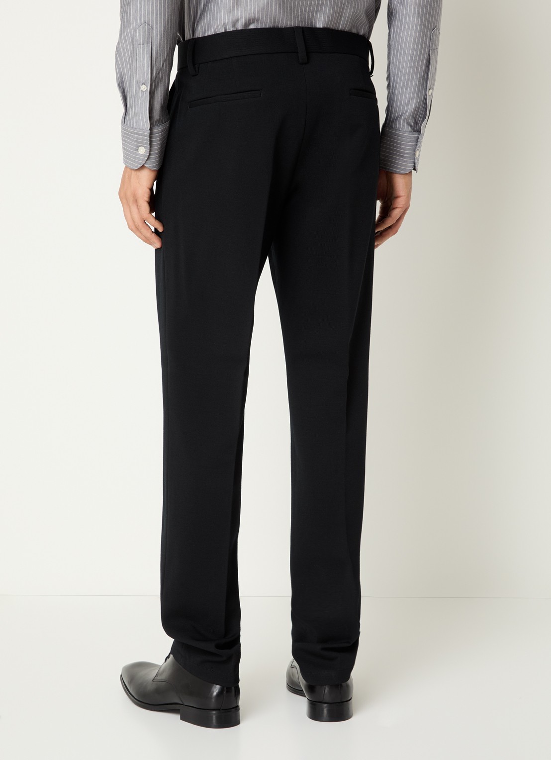 Boggi Milano Slim fit pantalon in wolblend met steekzakken - achterkant 3 zwart