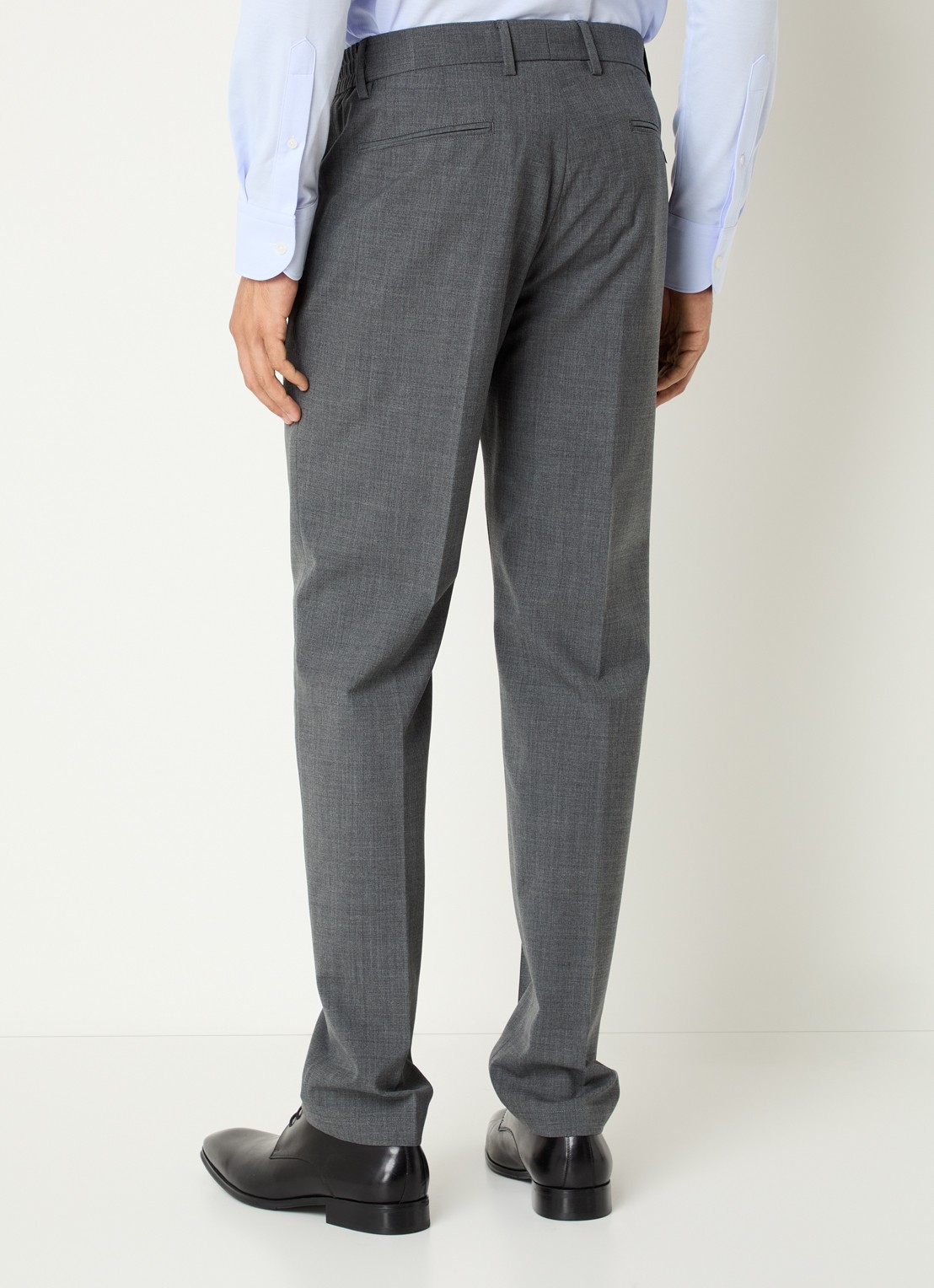 Boggi Milano Slim fit pantalon in wolblend met steekzakken - achterkant donkergrijs