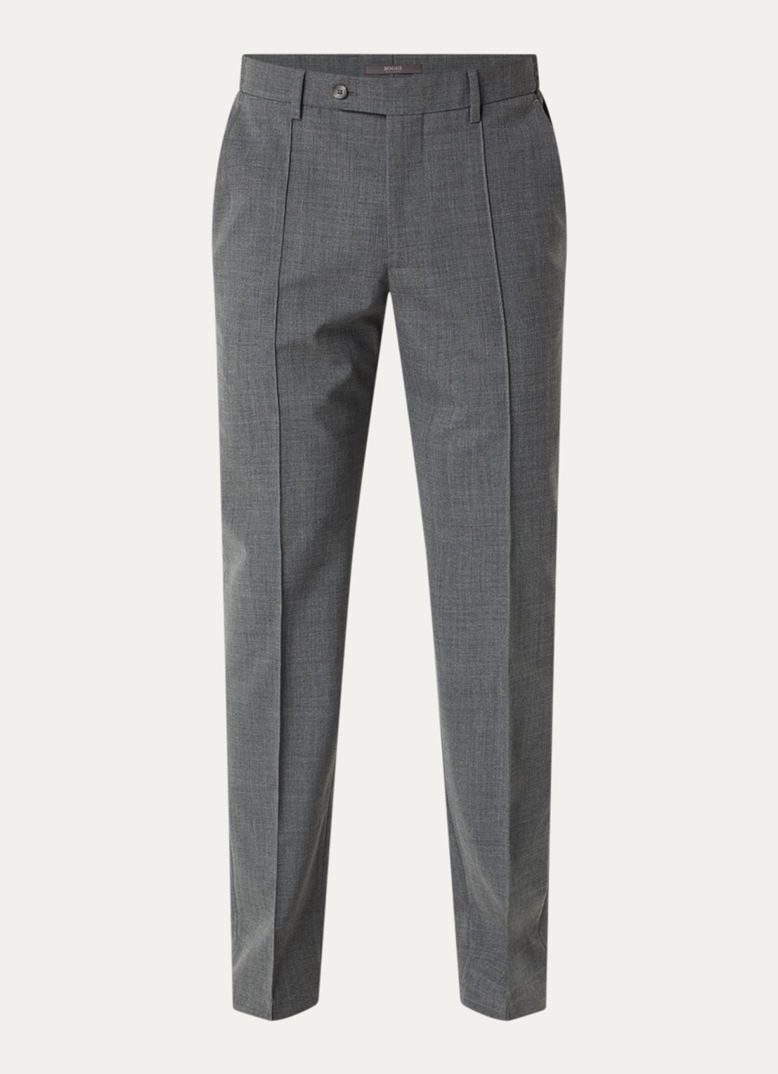 Boggi Milano Slim fit pantalon in wolblend met steekzakken - voorkant 2 donkergrijs