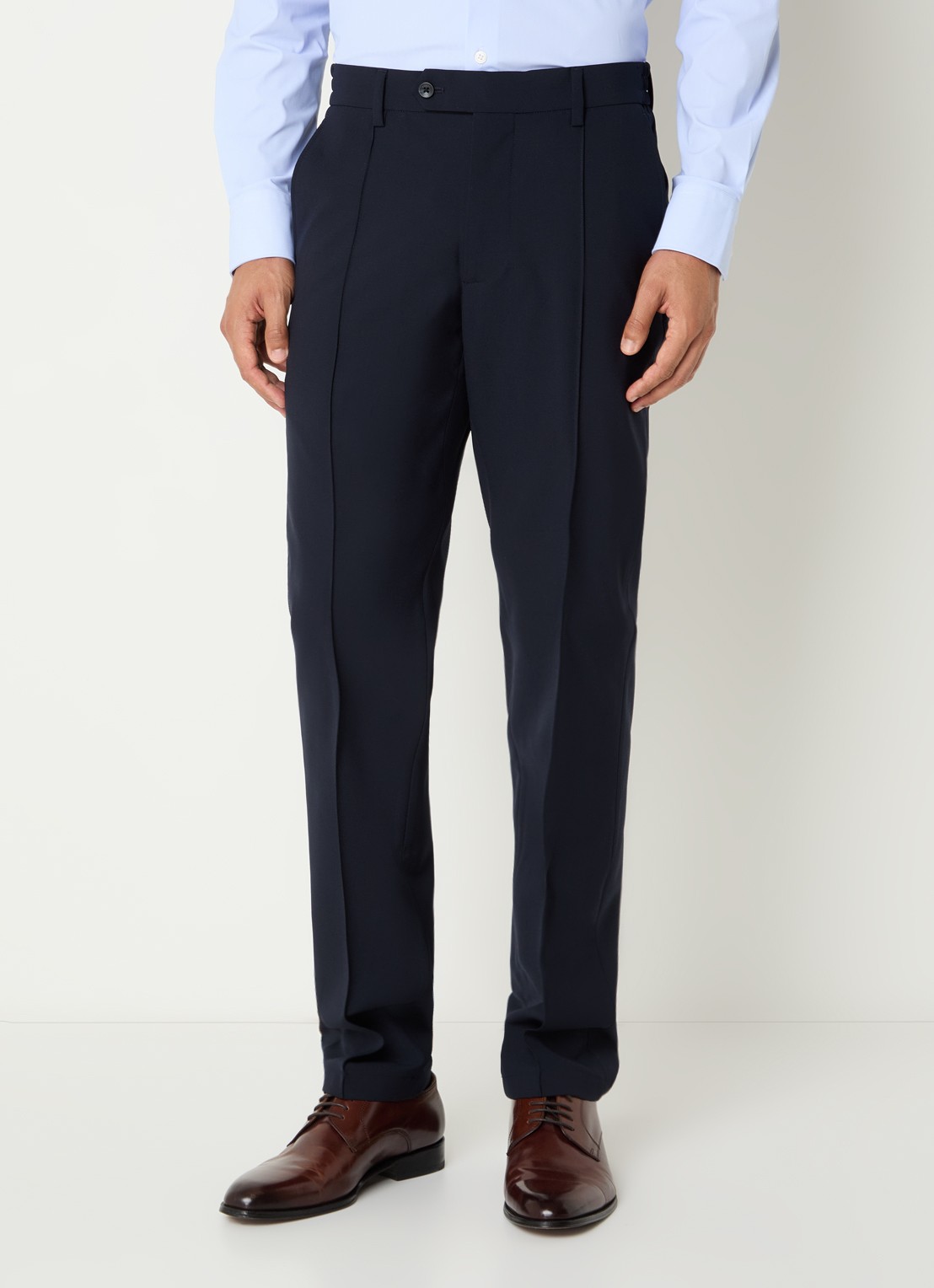 Boggi Milano Slim fit pantalon in wolblend met steekzakken - detail 2 donkerblauw
