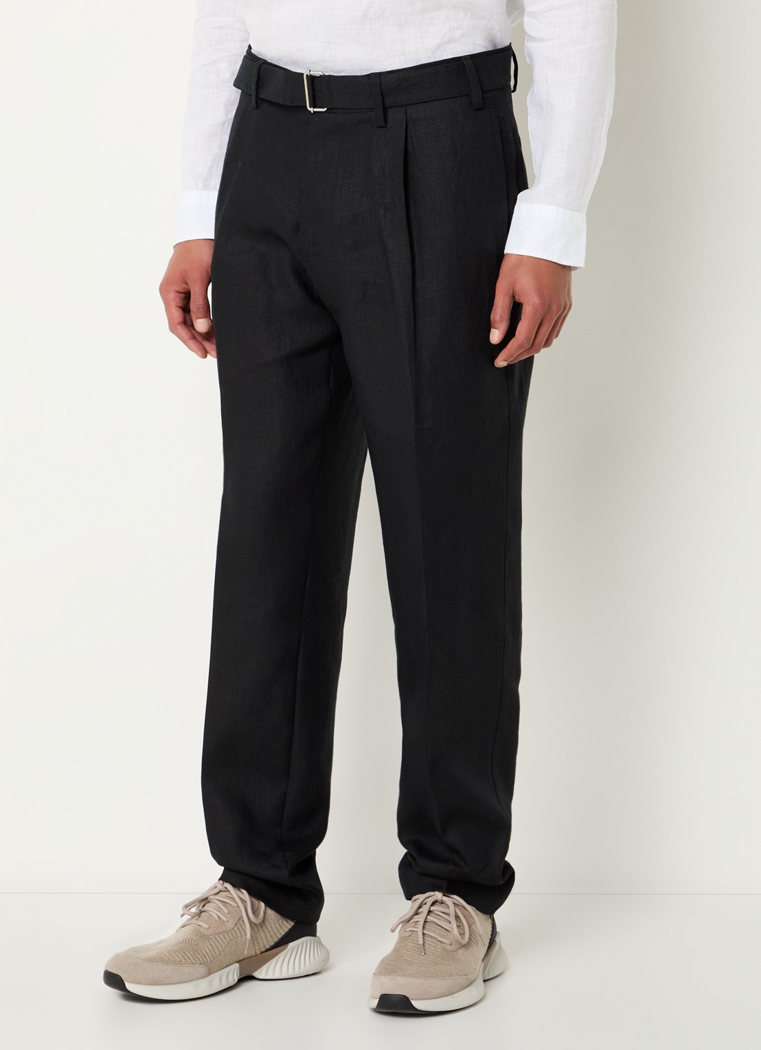 Boggi Milano Slim fit pantalon met ceintuur - detail 2 zwart