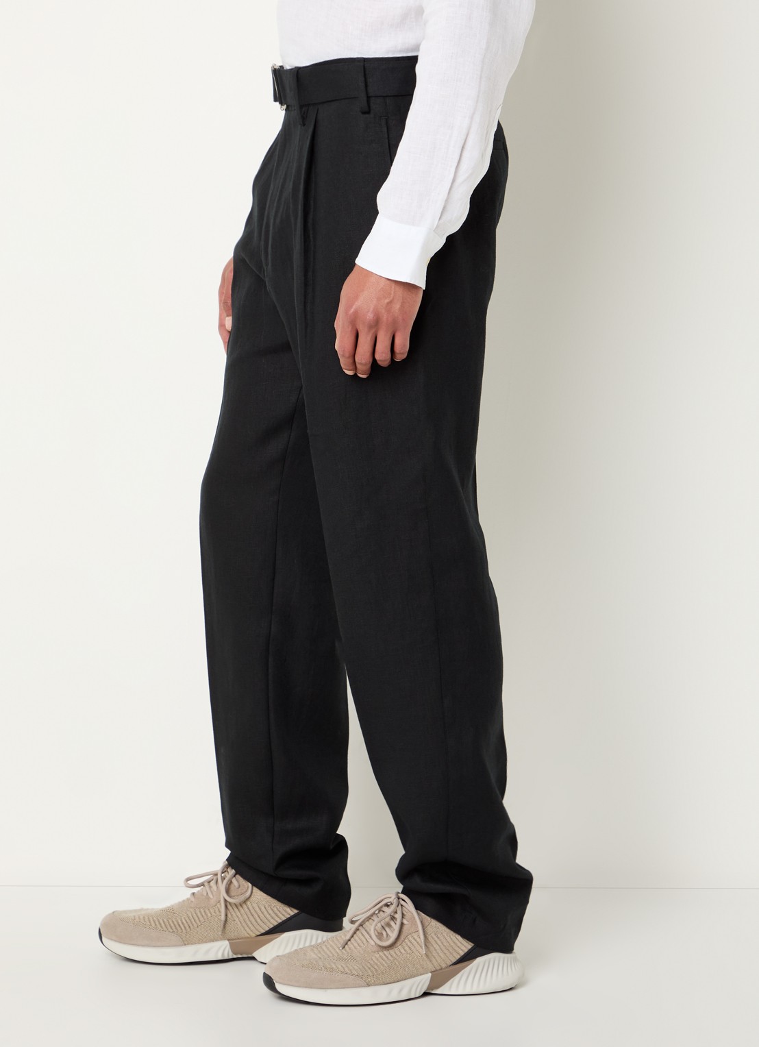 Boggi Milano Slim fit pantalon met ceintuur - detail 3 zwart