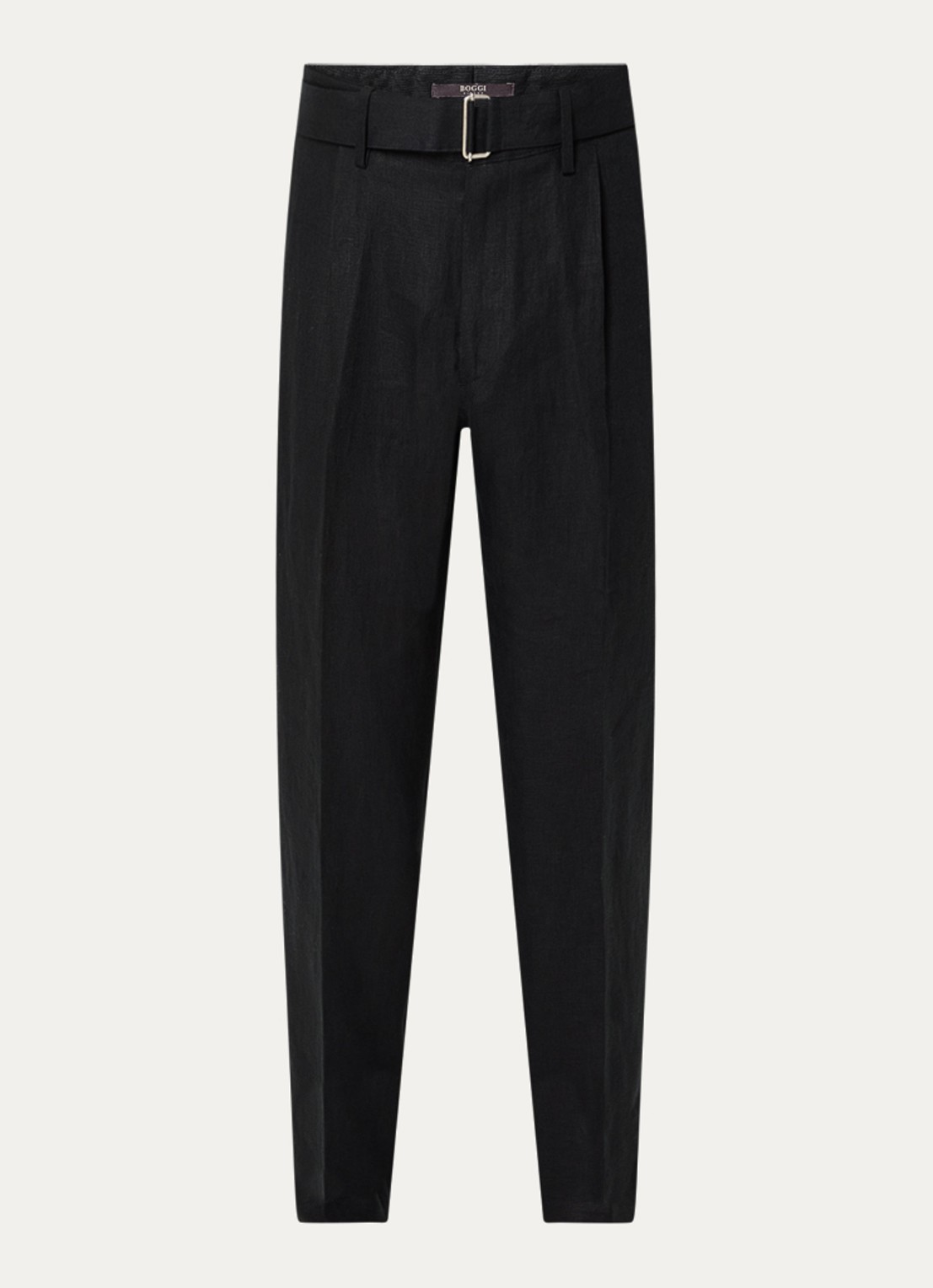 Boggi Milano Slim fit pantalon met ceintuur - voorkant 4 zwart