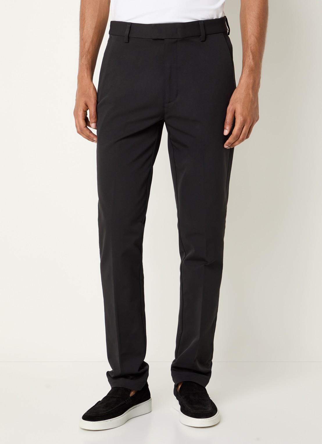 Boggi Milano Slim fit pantalon met persplooi en steekzakken - detail zwart