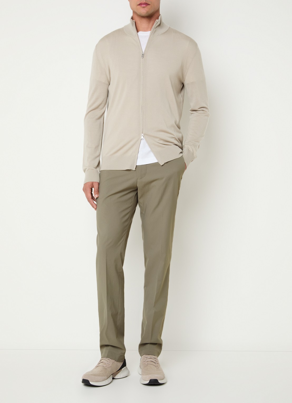 Boggi Milano Slim fit pantalon met steekzakken - voorkant 5 olijfgroen