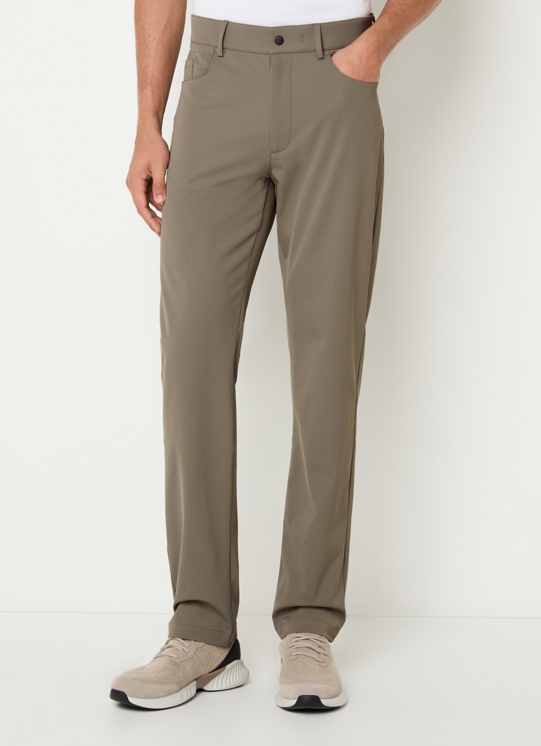 Boggi Milano Slim fit pantalon met steekzakken - detail 4 donkerbeige