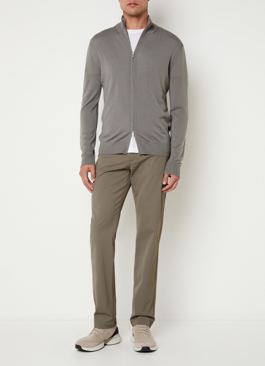 Boggi Milano Slim fit pantalon met steekzakken - voorkant 2 donkerbeige