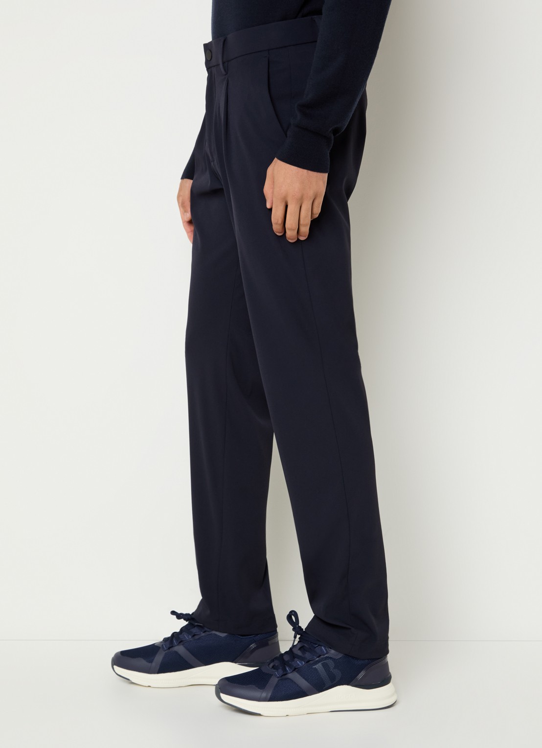 Boggi Milano Slim fit pantalon met steekzakken - detail 4 donkerblauw