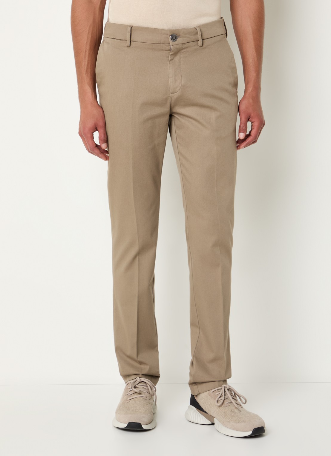 Boggi Milano Slim fit pantalon met steekzakken - detail 2 zand