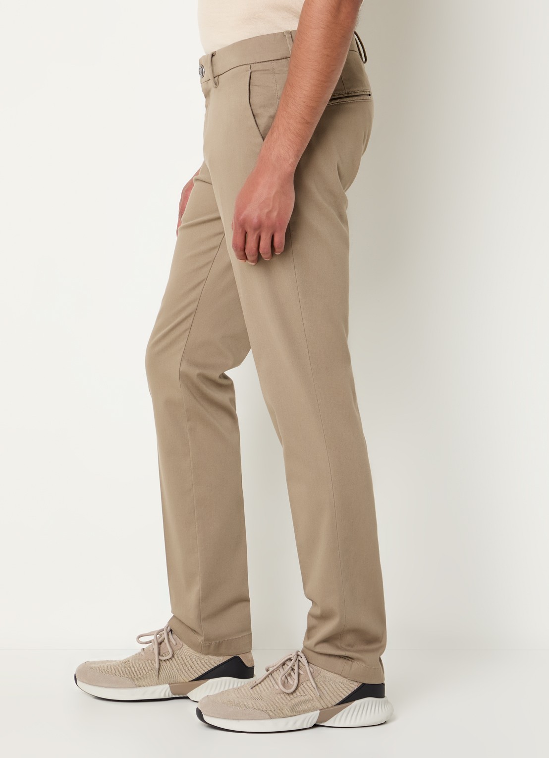 Boggi Milano Slim fit pantalon met steekzakken - detail 3 zand