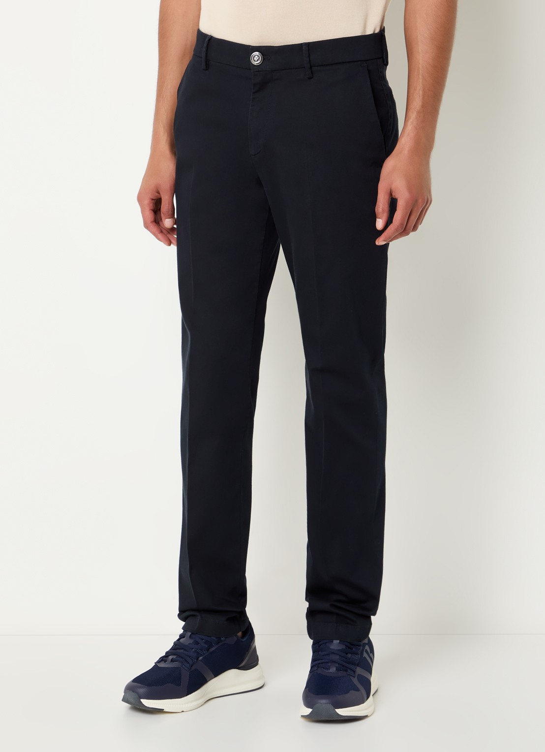 Boggi Milano Slim fit pantalon met steekzakken - detail 2 donkerblauw