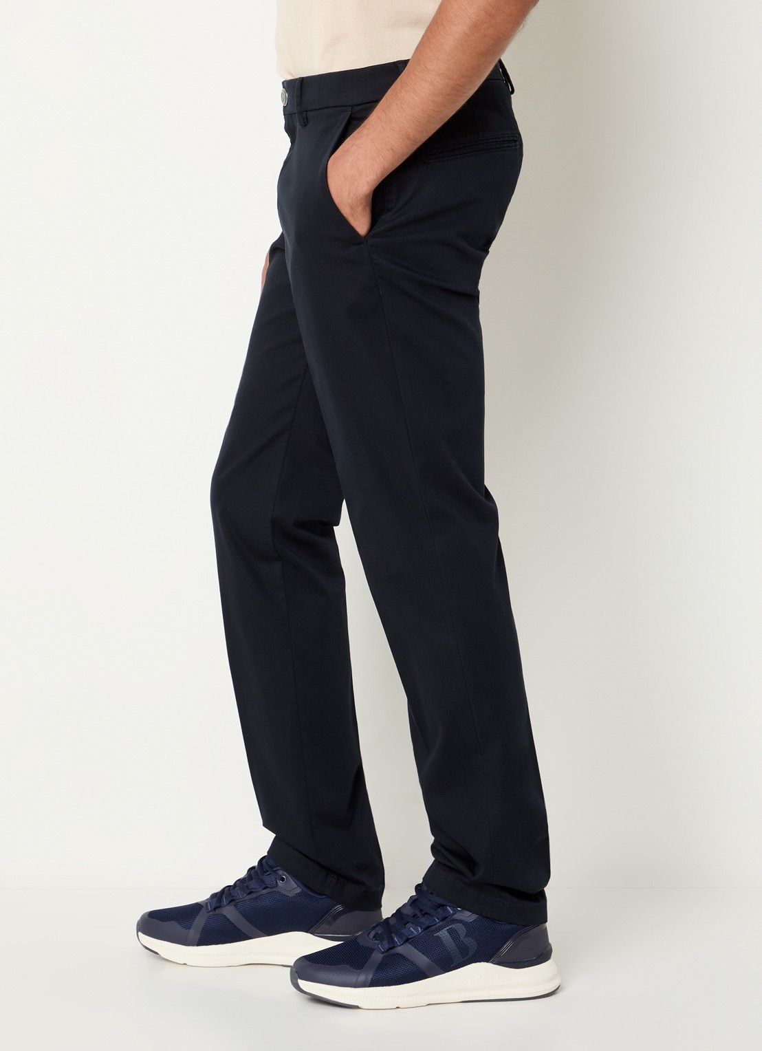 Boggi Milano Slim fit pantalon met steekzakken - detail 3 donkerblauw