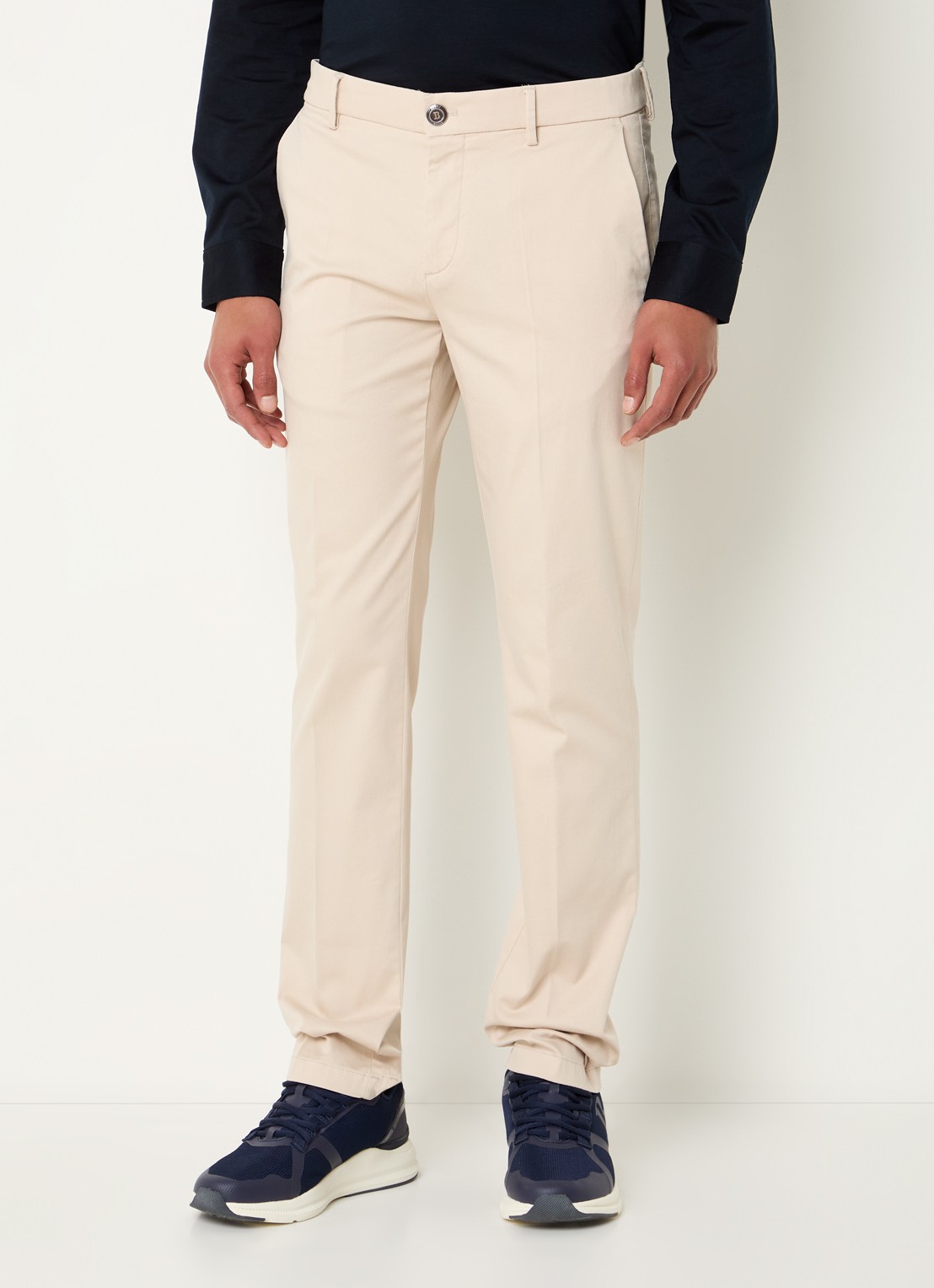 Boggi Milano Slim fit pantalon met steekzakken - detail 3 creme
