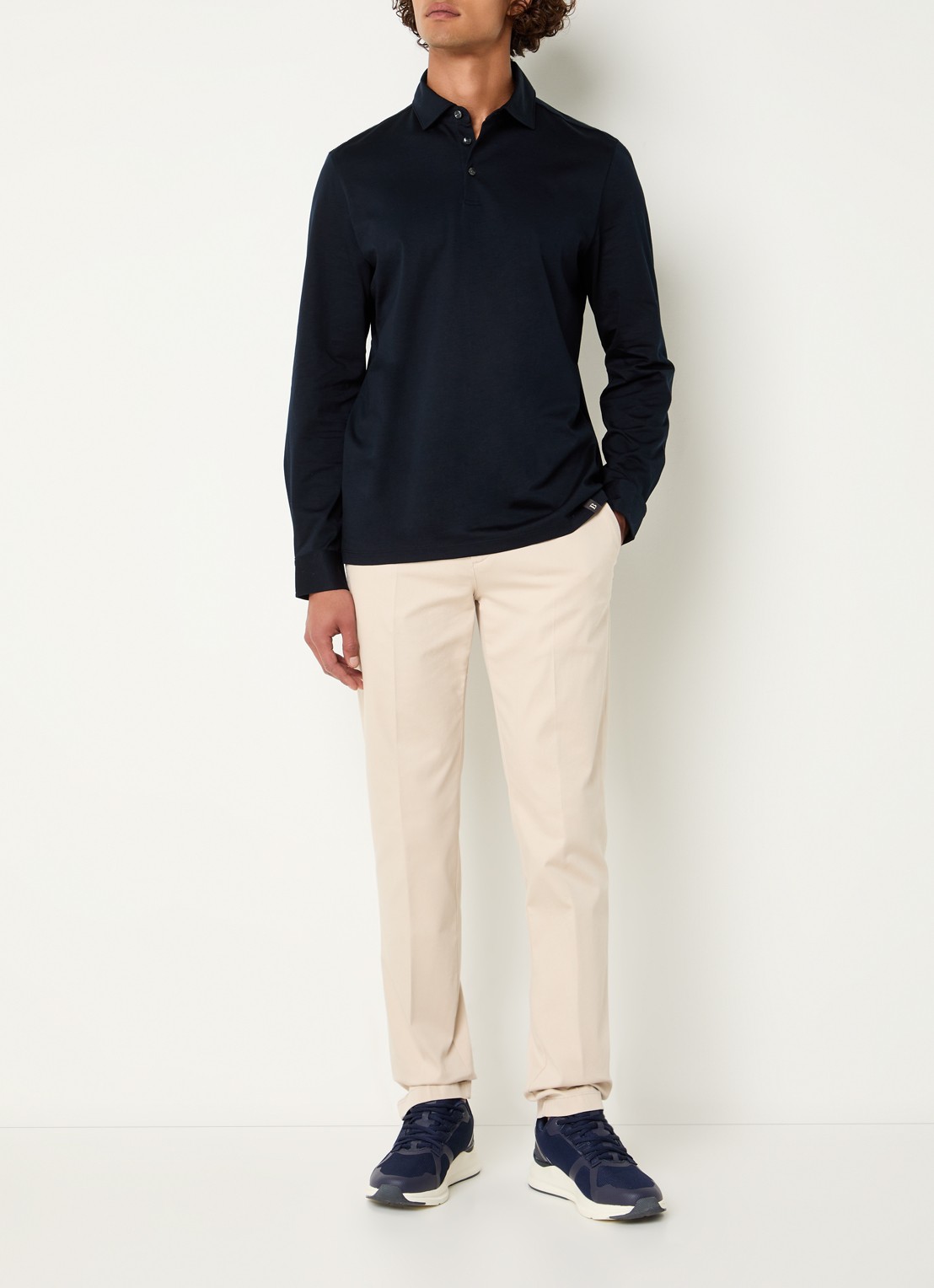 Boggi Milano Slim fit pantalon met steekzakken - voorkant 2 creme