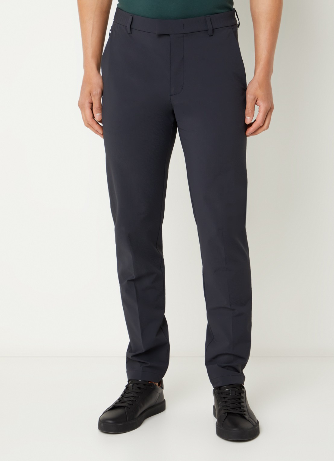 Boggi Milano Slim fit pantalon met structuur en steekzakken - detail donkerblauw