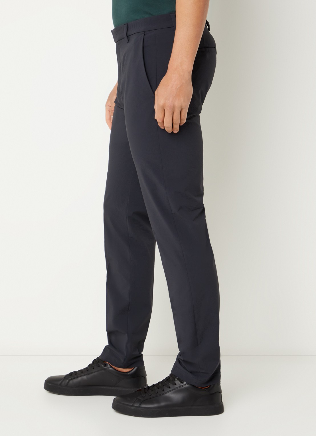 Boggi Milano Slim fit pantalon met structuur en steekzakken - detail 2 donkerblauw