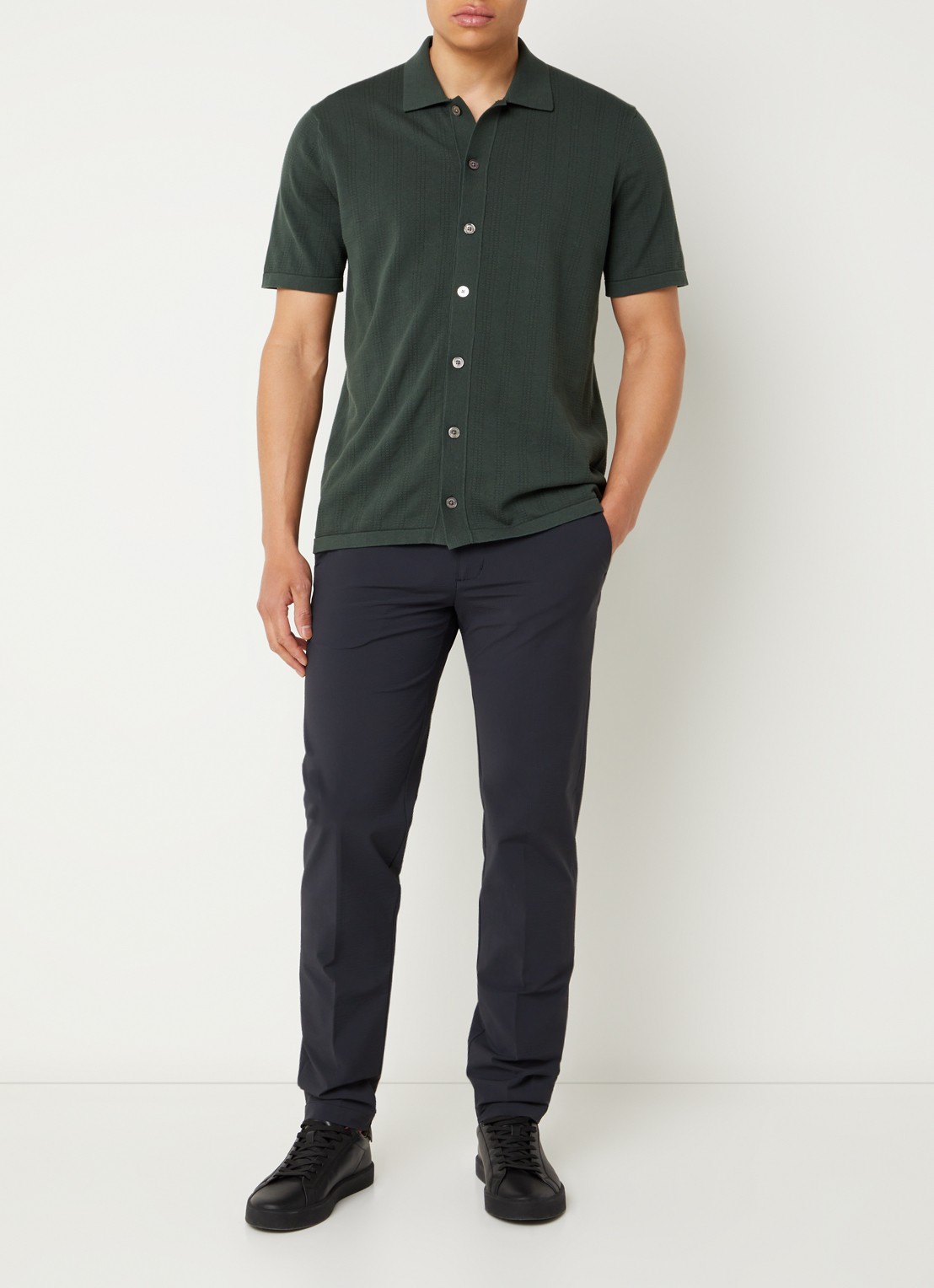 Boggi Milano Slim fit pantalon met structuur en steekzakken - voorkant 5 donkerblauw