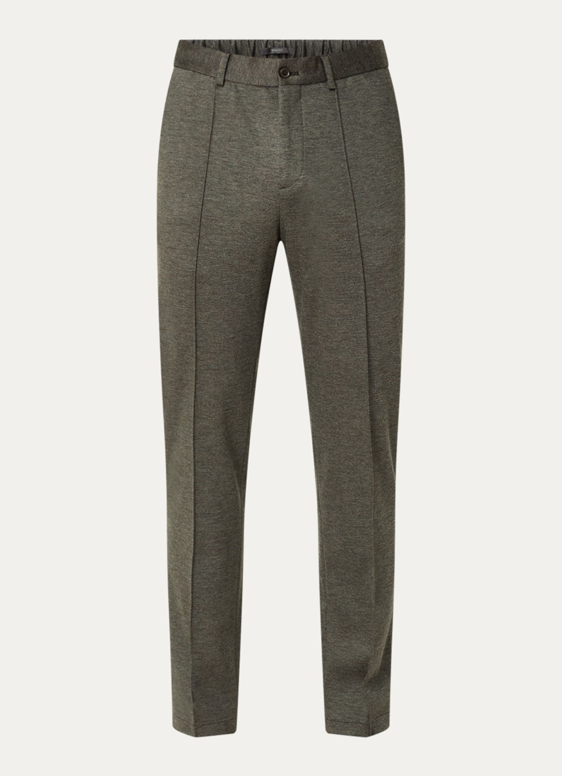 Boggi Milano Slim fit pantalon van jersey met gemêleerd dessin - voorkant bruin