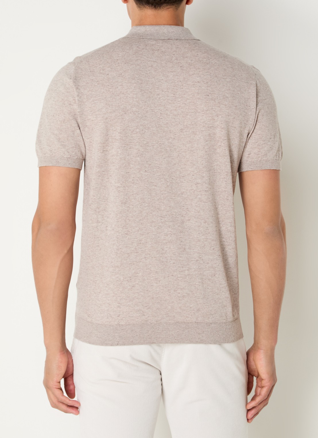 Boggi Milano Slim fit polo in linnenblend - achterkant 3 beige