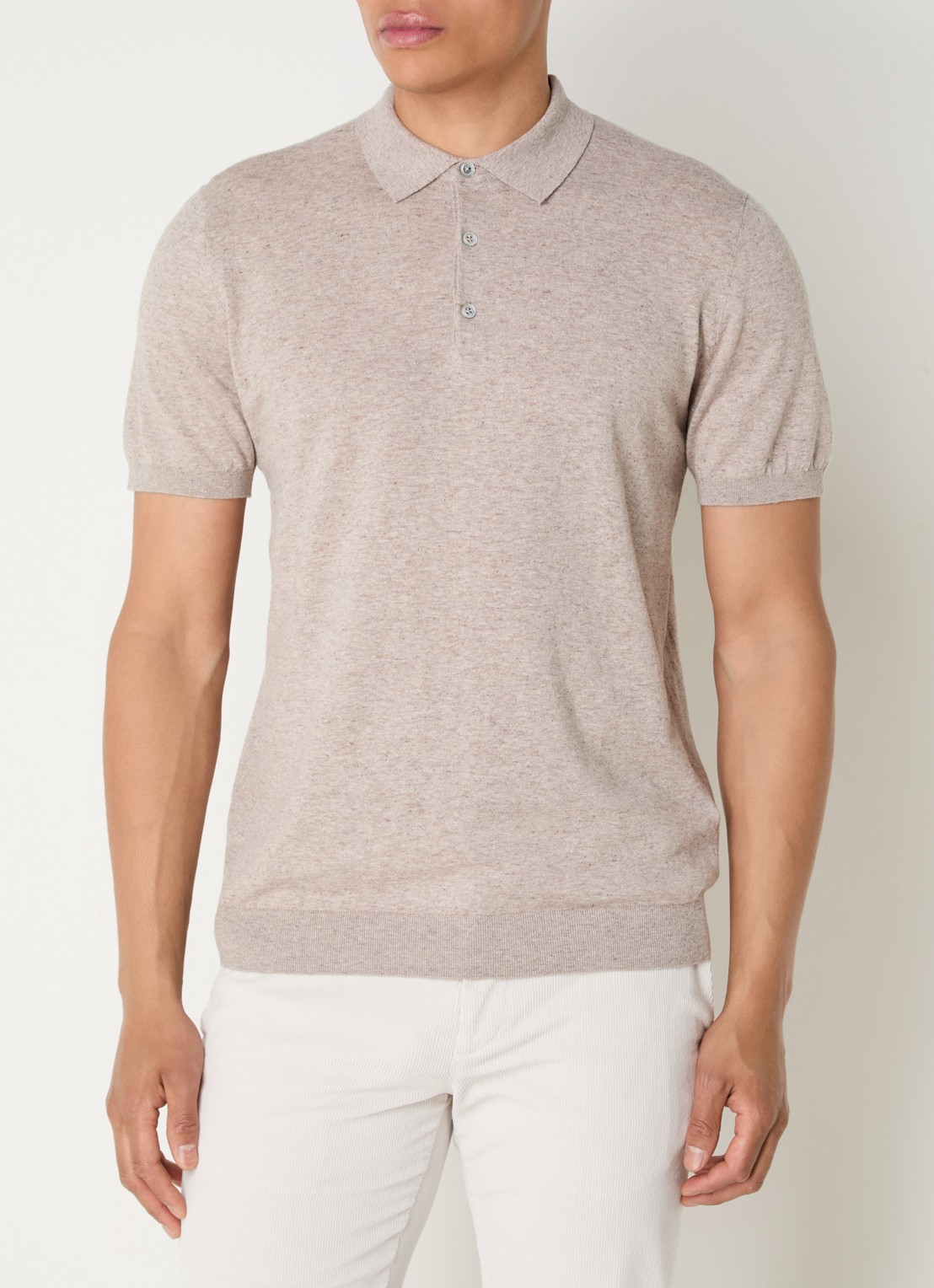 Boggi Milano Slim fit polo in linnenblend - detail 4 beige