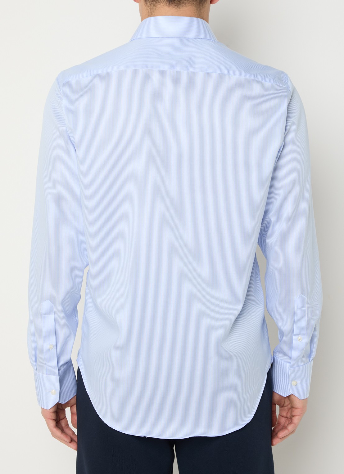Boggi Milano Slim fit strijkvrij overhemd met streepprint - achterkant 5 lichtblauw