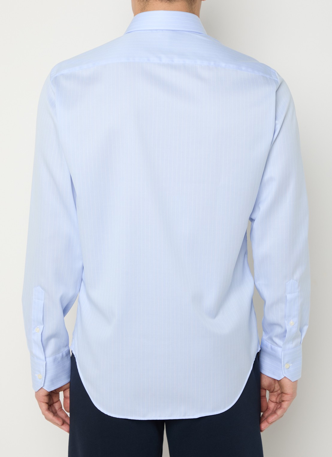 Boggi Milano Slim fit strijkvrij overhemd met streepprint - achterkant lichtblauw