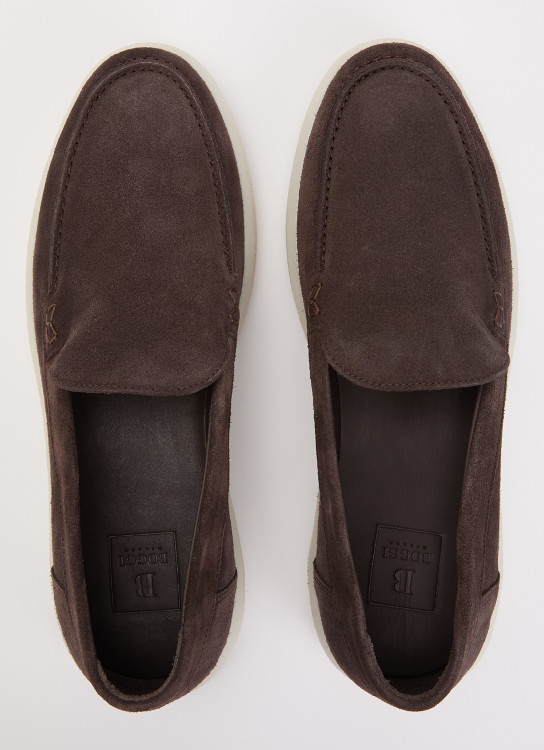 Boggi Milano Slip-on van suède - detail 4 donkerbruin