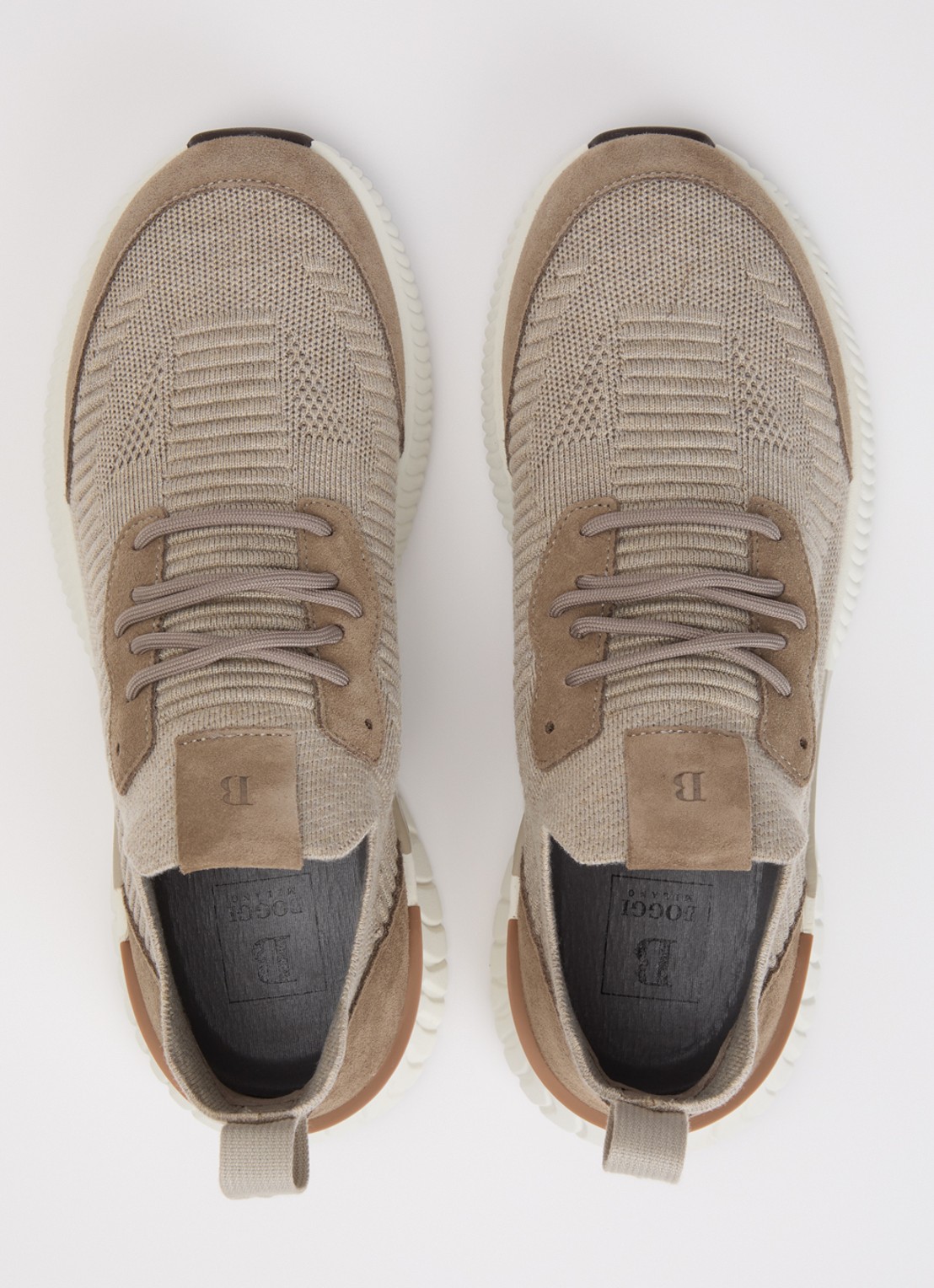 Boggi Milano Sneaker in wolblend met suède details - detail 2 beige