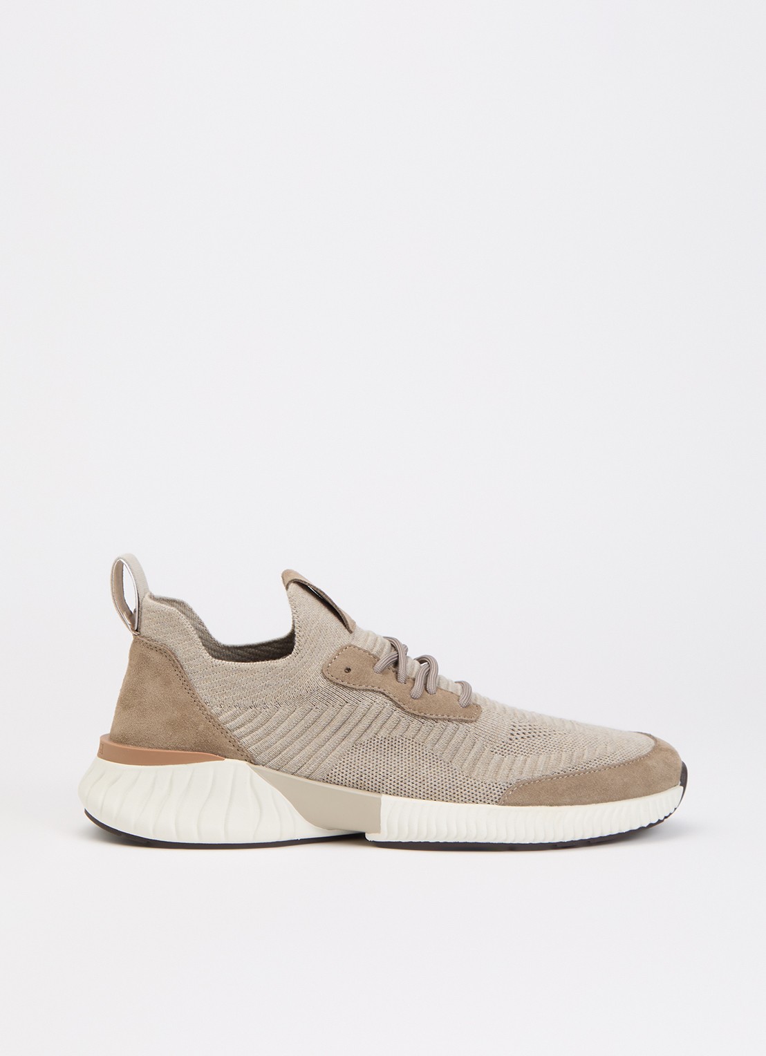 Boggi Milano Sneaker in wolblend met suède details - voorkant 4 beige