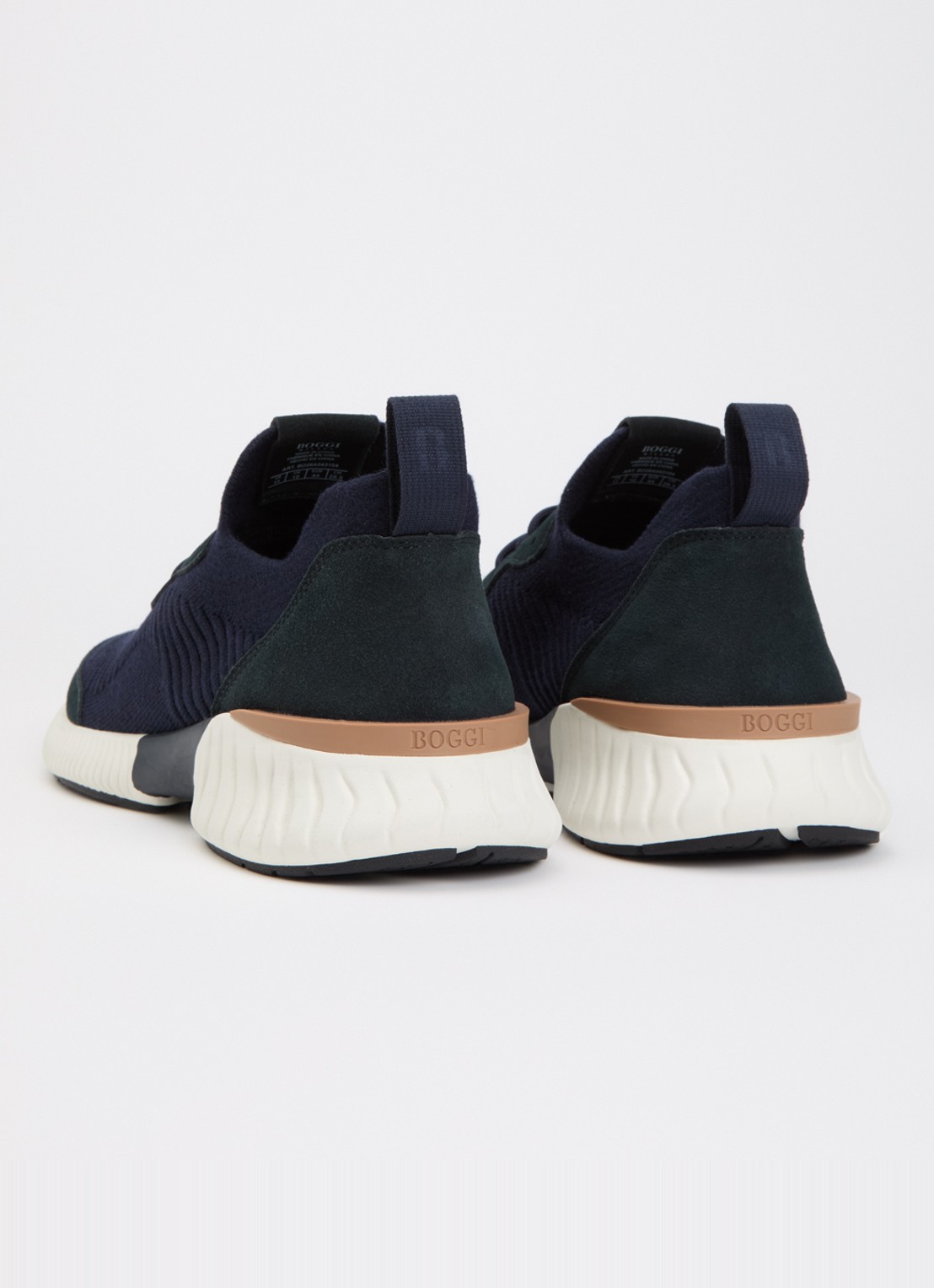 Boggi Milano Sneaker in wolblend met suède details - achterkant 5 donkerblauw