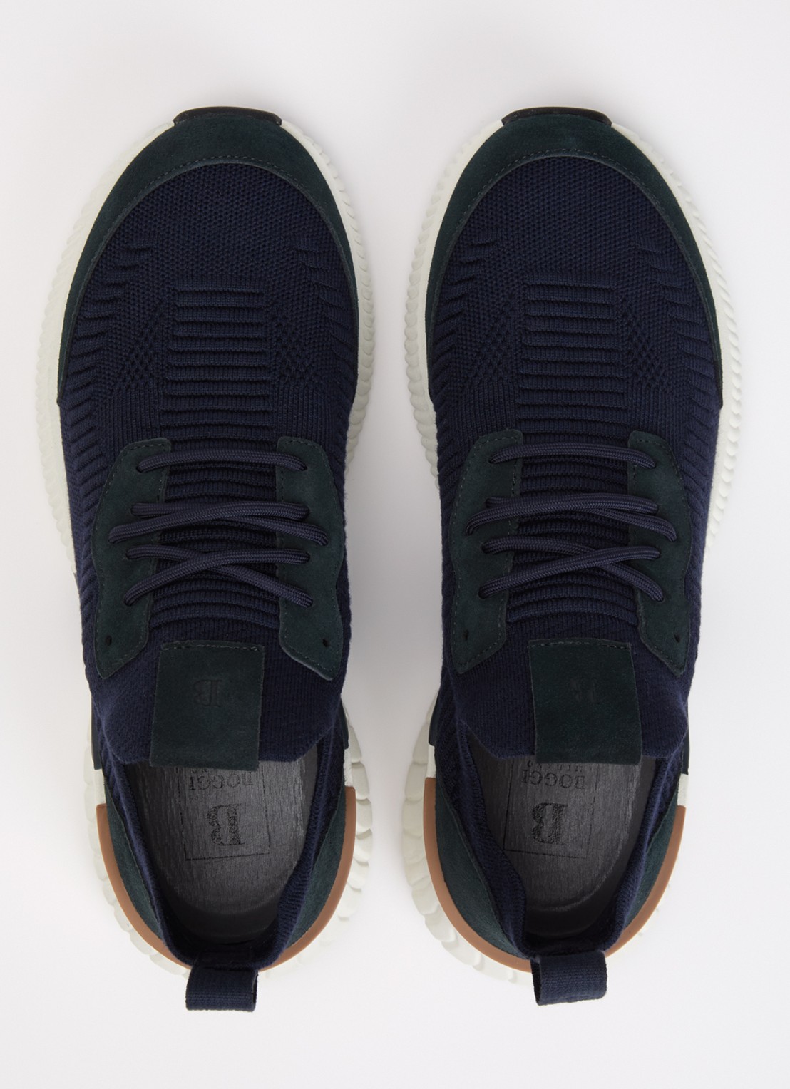 Boggi Milano Sneaker in wolblend met suède details - detail 2 donkerblauw