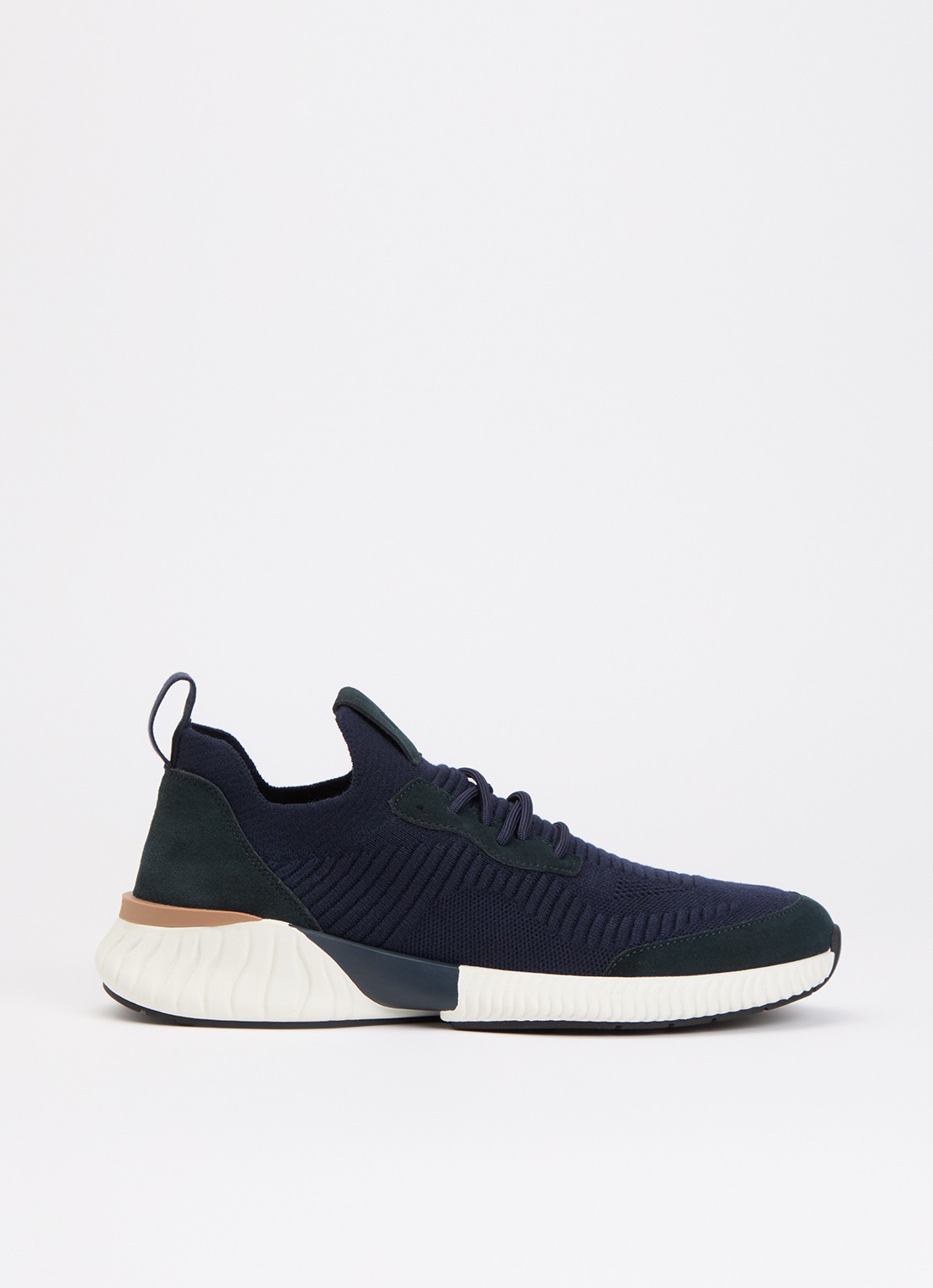 Boggi Milano Sneaker in wolblend met suède details - voorkant 4 donkerblauw
