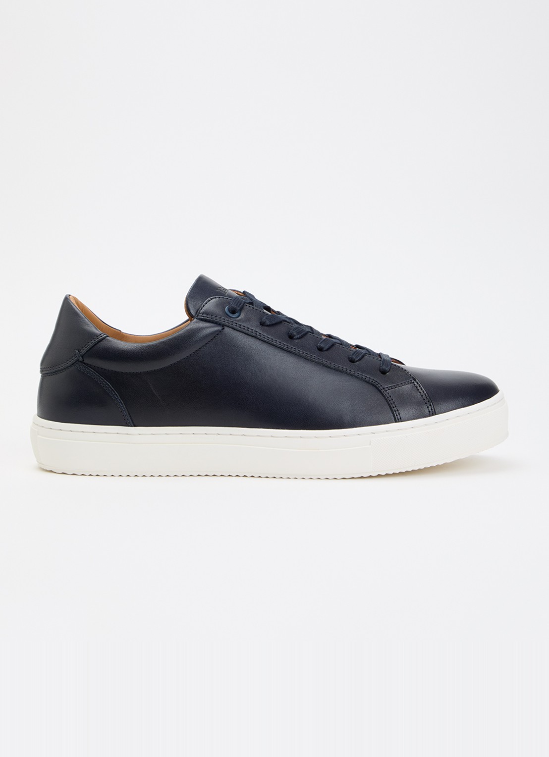 Boggi Milano Sneaker van leer met logo - voorkant donkerblauw