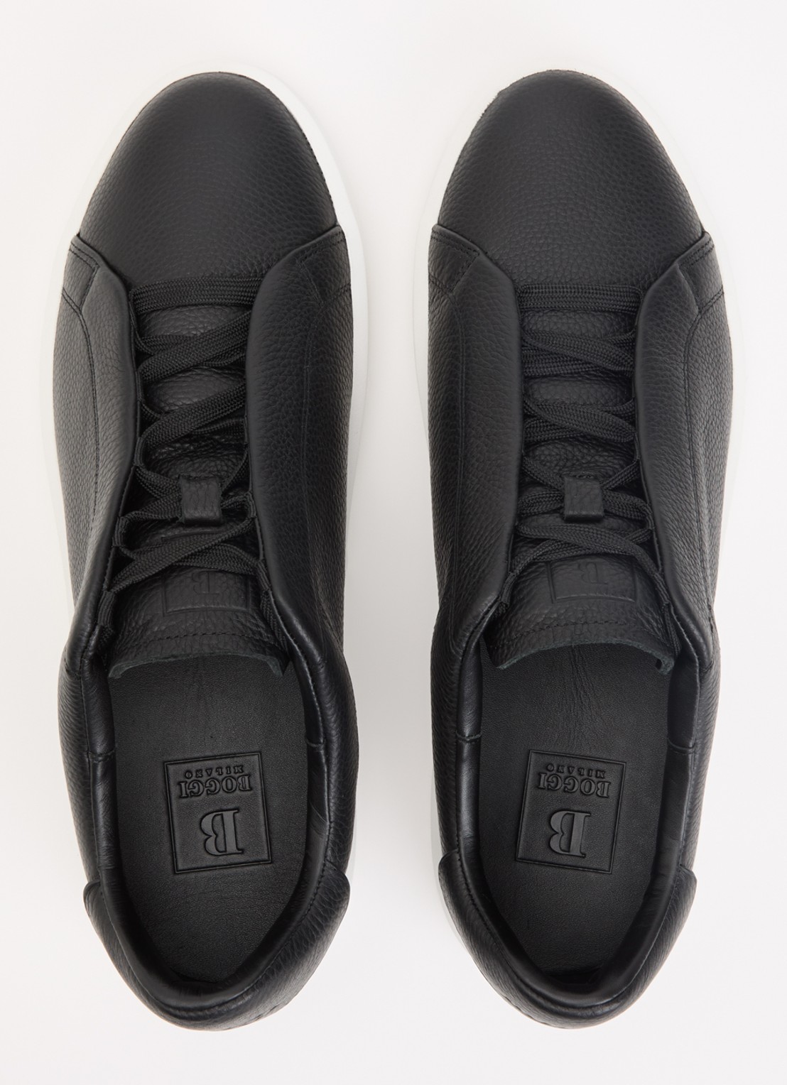 Boggi Milano Sneaker van leer met logo - detail 4 zwart