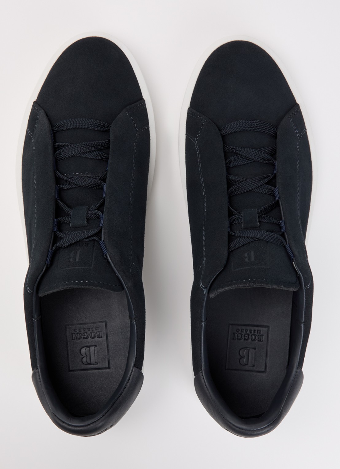 Boggi Milano Sneaker van suède - detail 3 donkerblauw